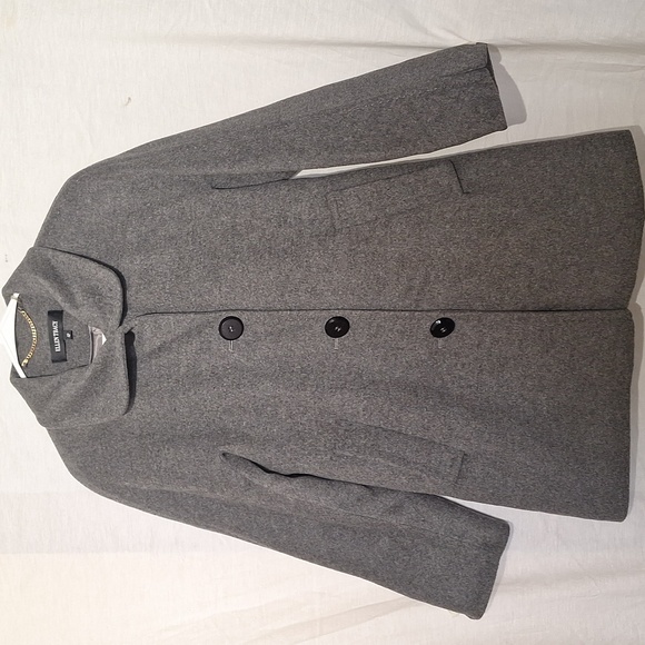 Wool Angora Pea Coat, Grey, Ellen Tracy Sz 4, NWOT - Picture 8 of 16